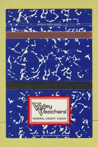 Matchbook Cover - Valley Teachers Credit Union New Britain CT 40 Strike