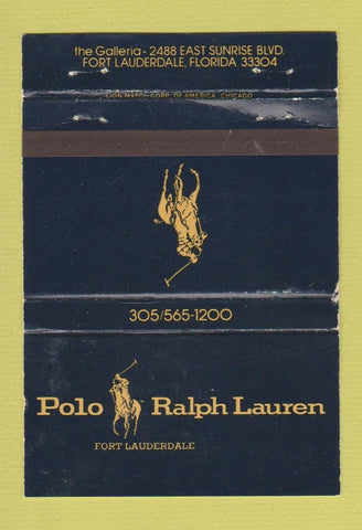 Matchbook Cover - Ralph Lauren Polo Clothes Fort Lauderdale FL WEAR 40 Strike