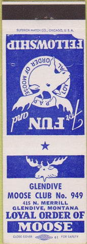 Matchbook Cover - Matchbook Cover Moose Lodge Glendive MT