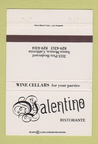 Matchbook Cover - Valentino Restaurant Italian Santa Monica CA 40 Strike