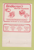 Matchbook Cover - Anderson's Fork Lift Parts College Park GA 40 Strike