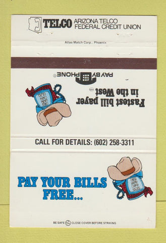 Matchbook Cover - Telco Arizona Credit Union AZ 40 Strike