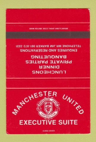 Matchbook Cover - Manchester United Soccer Suites SAMPLE UK England 40 Strike