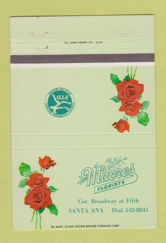 Matchbook Cover - Macres Flowers Santa Ana CA 40 Strike