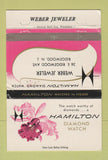 Matchbook Cover - Hamilton Watches Weber Jewelry Ridgewood NJ orchid 40 Strike
