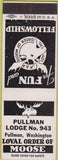 Matchbook Cover - Matchbook Cover Moose Lodge Pullman WA