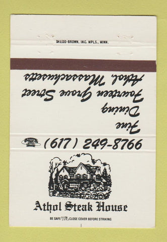 Matchbook Cover - Athols Steak House Athol MA 40 Strike