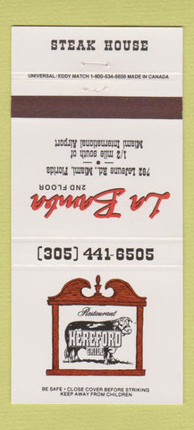 Matchbook Cover - La Bamba Hereford Grill Miami FL  30 Strike
