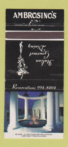 Matchbook Cover - Ambrosino's Italian Restaurant Scottsdale AZ WEAR 30 Strike