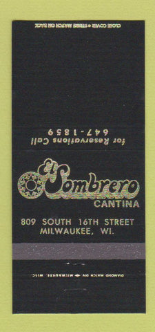 Matchbook Cover - El Sombrero Cantina Milwaukee WI Mexican Food 30 Strike