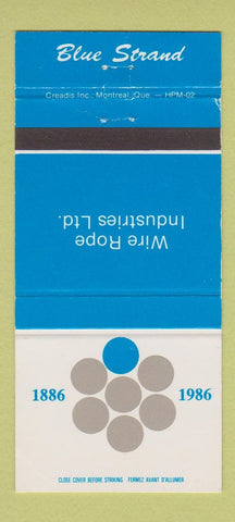 Matchbook Cover - Blue Strand Wire Rope 1986 Canada 30 Strike