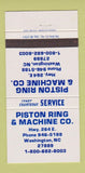 Matchbook Cover - Piston Ring Machine Company Washington NC 30 Strike