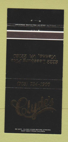 Matchbook Cover - Clyd'es Vienna VA BLACK 30 Strike