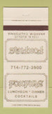 Matchbook Cover - Foxfire Restaurant Anaheim CA 30 Strike
