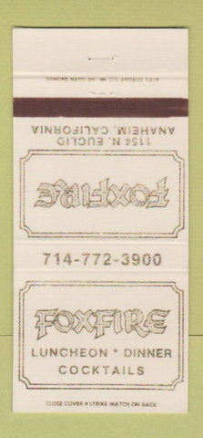 Matchbook Cover - Foxfire Restaurant Anaheim CA 30 Strike