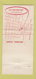 Matchbook Cover - La Bergerie French Restaurant Alexandria VA 30 Strike