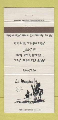 Matchbook Cover - La Mancha Restaurant Alexandria VA 30 Strike
