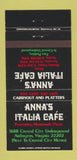 Matchbook Cover - Anna's Italia Cafe Italian Arlington VA 30 Strike