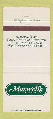 Matchbook Cover - Maxwell's Restaurant Brookfield WI 30 Strike