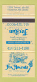 Matchbook Cover - Fox and Hounds Restaurant Hubertus WI 30 Strike