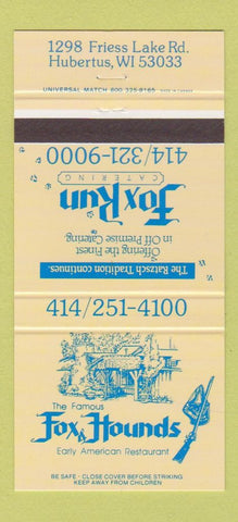 Matchbook Cover - Fox and Hounds Restaurant Hubertus WI 30 Strike