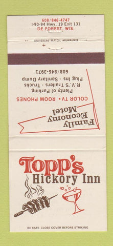 Matchbook Cover - Topp's Hickory Inn De Forest WI motel 30 Strike