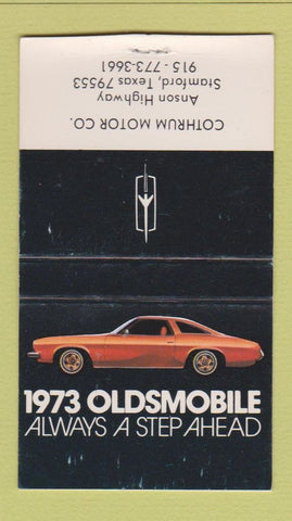 Matchbook Cover - 1973 Oldsmobile Cothrum Stamford TX BOBTAIL 30 Strike