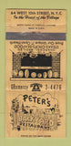 Matchbook Cover - Peter's Backyard Restaurant New York City WEAR 30 Strike