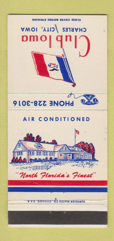 Matchbook Cover - Club Iowa Charles City IA 30 Strike
