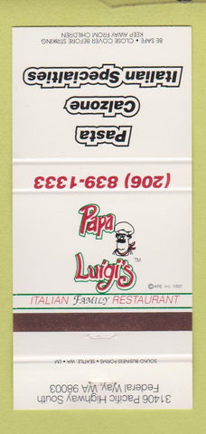 Matchbook Cover - Papa Luigi's Italian Restaurant Federal Way WA 30 Strike