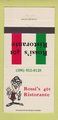 Matchbook Cover - Rossi's 401 Ristorante Auburn WA 30 Strike