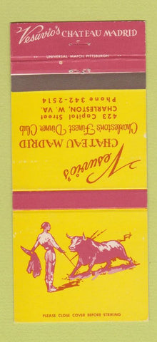 Matchbook Cover - Vesuvio's Chateau Madrid Charleston WV 30 Strike