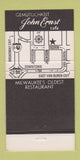 Matchbook Cover - John Ernst Restaurant Milwaukee WI 30 Strike