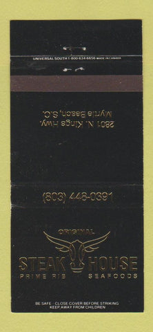 Matchbook Cover - Steak House Myrtle Beach SC 30 Strike