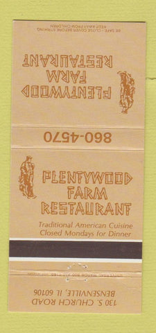Matchbook Cover - Plentywood Farm Restaurant Bensenville IL 30 Strike