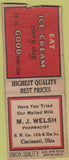 Matchbook Cover - Welsh Drugs Cincinnati OH Union Quality BOBTAIL WEAR