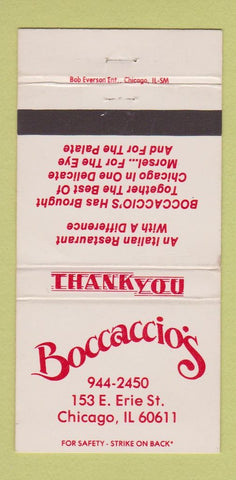 Matchbook Cover - Boccaccio's Restaurant Chicago IL 30 Strike