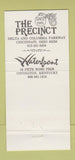 Matchbook Cover - The Precinct Waterfront Cincinnati OH Covington KY 30 Strike