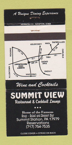 Matchbook Cover - Summit View Restaurant PA 30 Strike