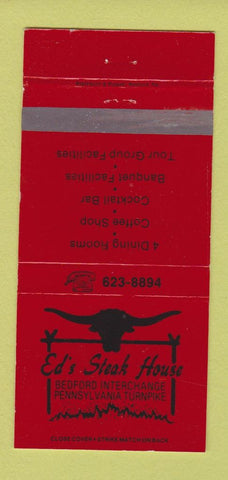 Matchbook Cover - Ed's Steak House Bedford PA 30 Strike