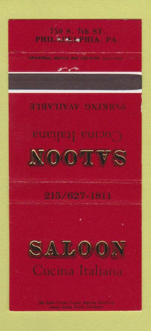 Matchbook Cover - Saloon Cucina Italiana Philadelphia PA 30 Strike