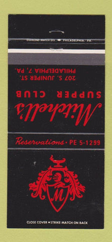 Matchbook Cover - Mitchell's Supper Club Philadelphia PA 30 Strike