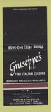 Matchbook Cover - Giuseppe's Italian Restaurant Beaver Falls PA 30 Strike
