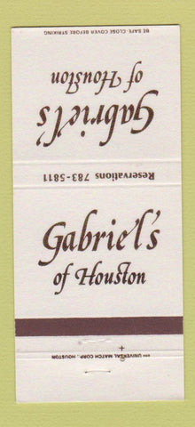 Matchbook Cover - Gabriel's of Houston TX 30 Strike