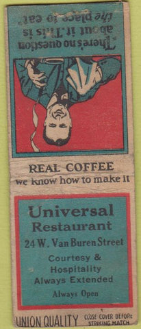 Matchbook Cover - Universal Restaurant Chicago IL? Union Quality BOBTAIL WORN