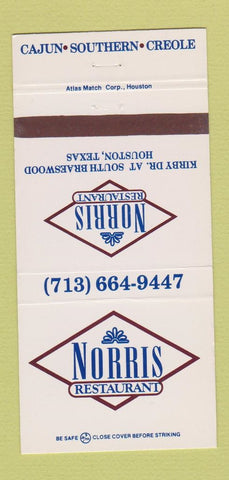 Matchbook Cover - Norris Restaurant Houston TX 30 Strike
