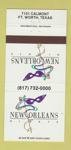 Matchbook Cover - New Orleans Nights Fort Worth TX 30 Strike