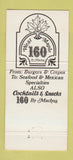 Matchbook Cover - West Maple 160 by Machus Birmingham MI 30 Strike