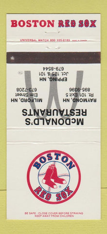Matchbook Cover - Boston Red Sox Baseball McDonalds Milford Epping NH 30 Strike