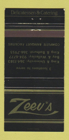 Matchbook Cover - Zeeu's Restaurant Canada 30 Strike